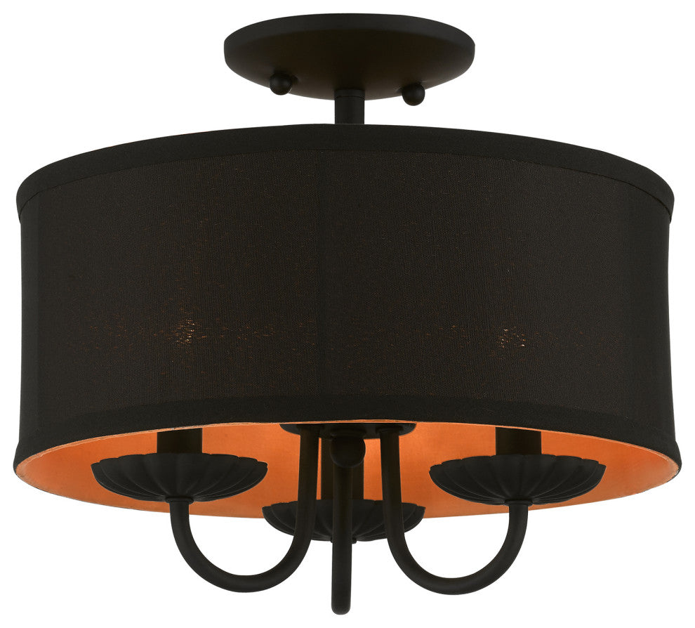 Livex Lighting 3 Light Black Semi-Flush Mount