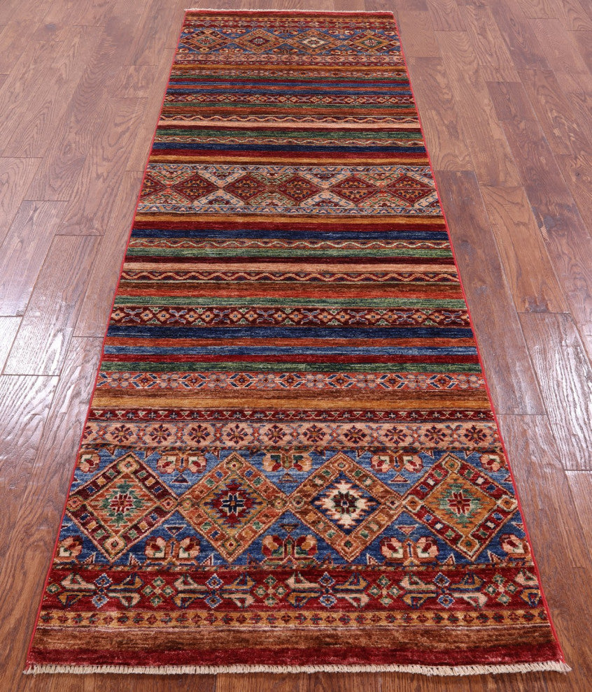 Runner Super Kazak Khorjin Hand Knotted Rug 2' 8" X 8' 7" Q5480