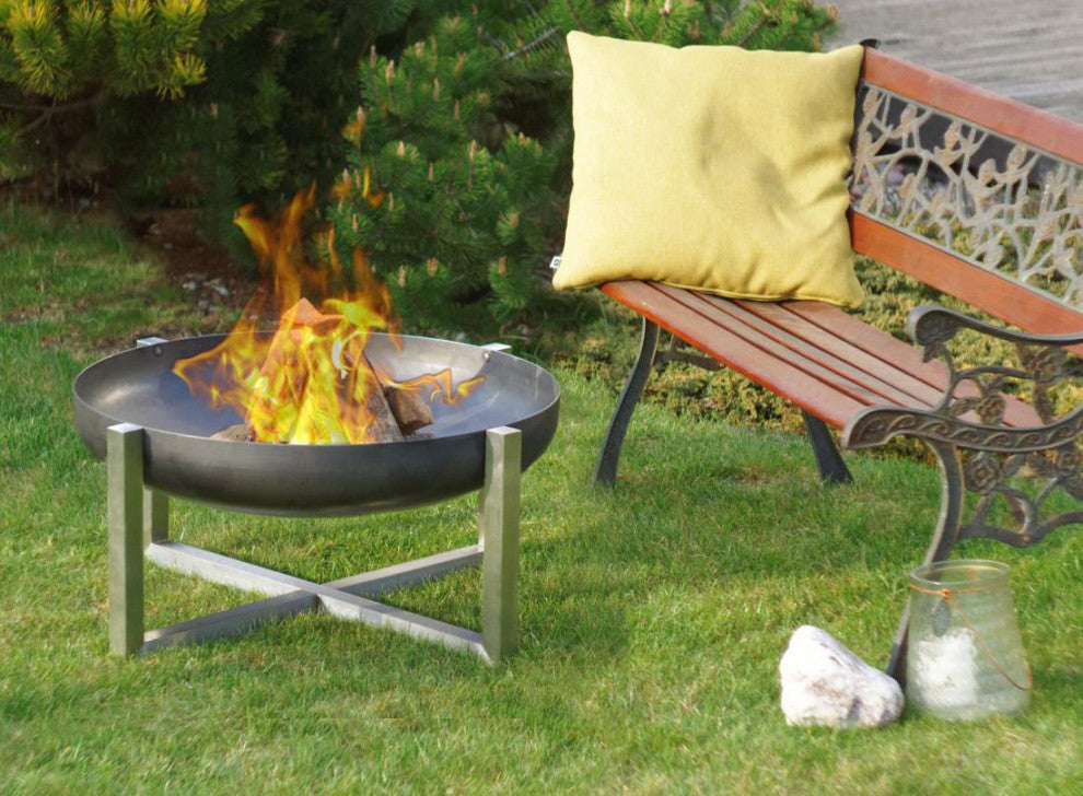 Quadra Fire Pit Rusting Stainless Steel Modern Contemporary Fireplace Fire Bowl