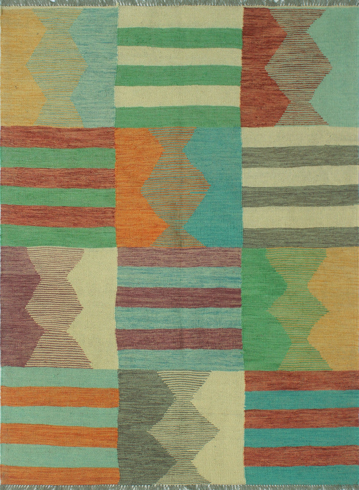 Winchester Kilim Bismarck Purple/Beige Rug, 5'0x6'8