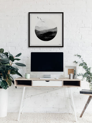 "Round Mountain Waves" Framed Painting Print, 12"x12"