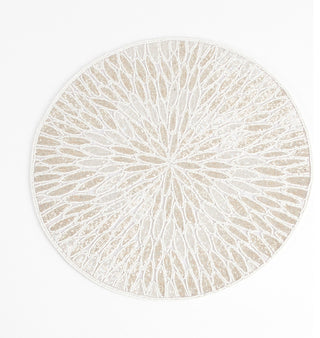 Jaipur Handmade Beded Design 15" Round Placemat, 1-Piece, White