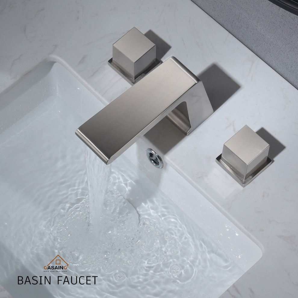 CASAINC Roman Tub 3 Hole Bathtub Sink Faucet Set Waterfall Spout, Brushed Nickel