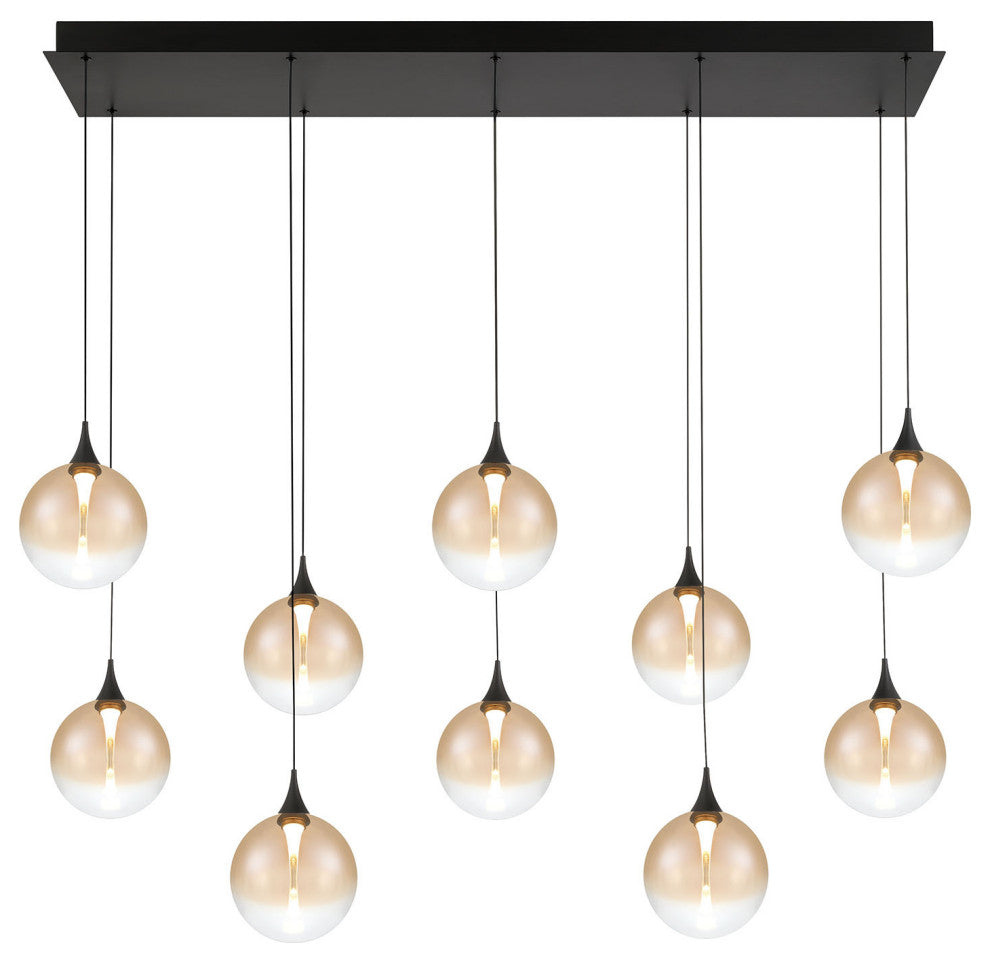 Iissa 10L 47" Black Amber Chandelier