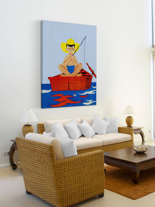 "Fishing Alone" Painting Print on Canvas by Curtis