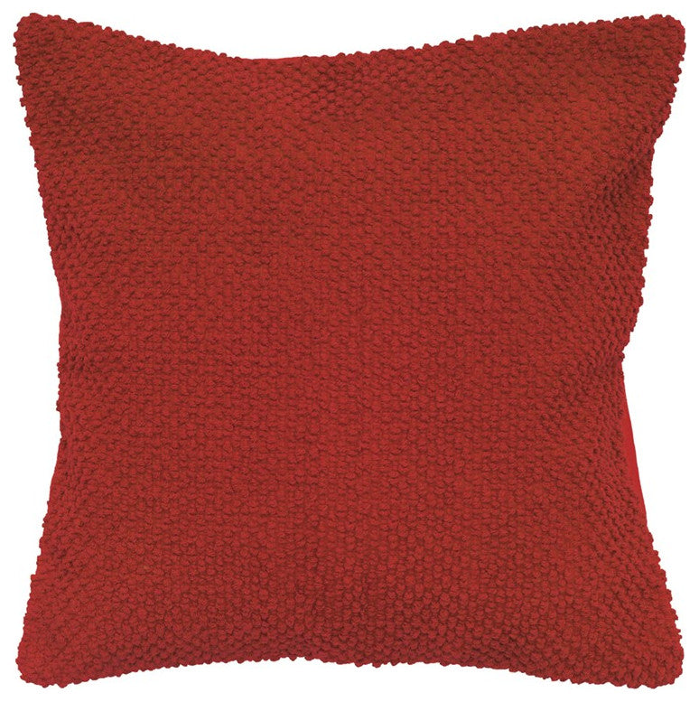 Red Nubby Textured Modern Throw Pillow