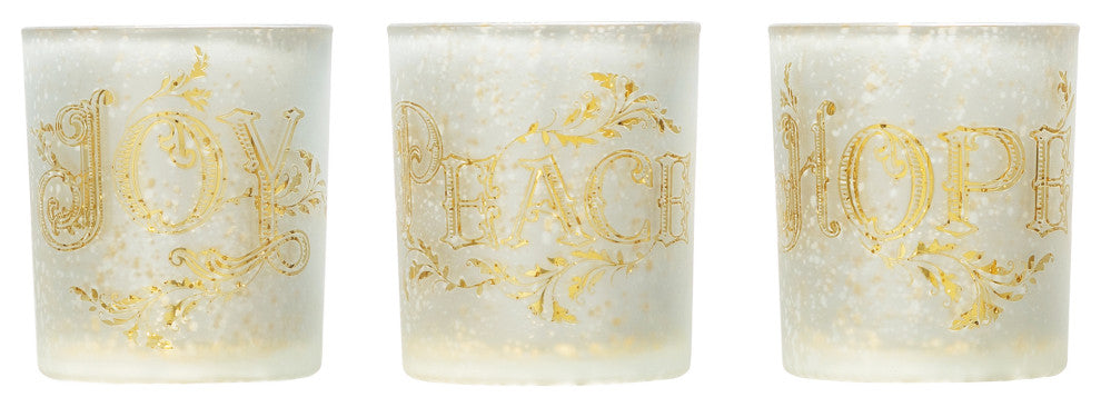 3-Piece Set Nativity Glass Candle Holders