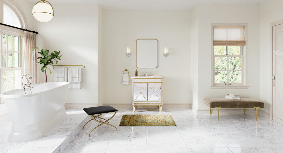 The Calista Bathroom Vanity, Gold, 32", Single Sink, Freestanding