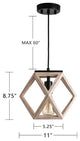 Globe Wooden Pendant Light Vintage Cage Hanging Lamp