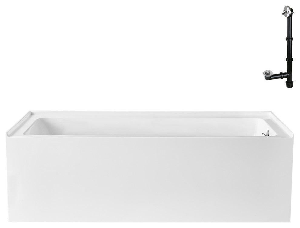 GA-306-14-CH 66"x32" Acrylic Alcove Bathtub, Polished Chrome Drain