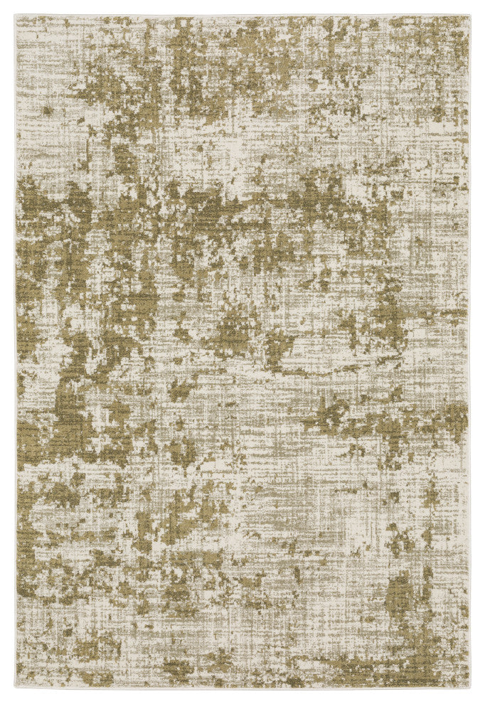 Vander Casual Distressed Beige/Gold Power-Loomed Area Rug, 9'10"x12'10"