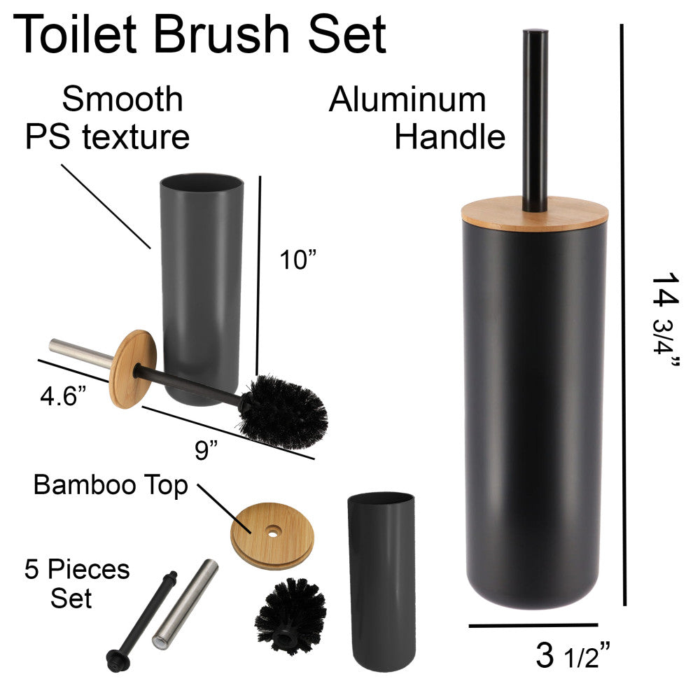 Black Toilet Brush and Holder Set PADANG Bamboo