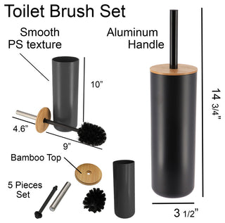Black Toilet Brush and Holder Set PADANG Bamboo