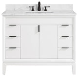 Avanity Emma 43" Vanity Combo, White, White Cala Engineered Stone Top