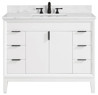 Avanity Emma 43" Vanity Combo, White, White Cala Engineered Stone Top