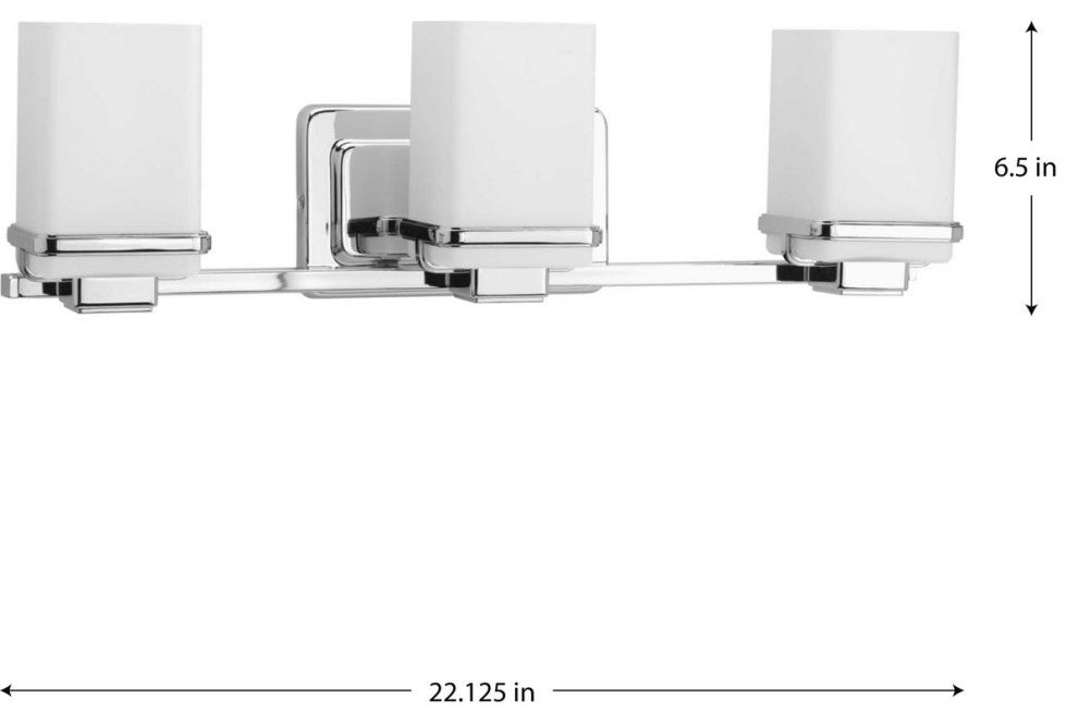 Progress Lighting P2195-09 Metric 3-Light Bath, Brushed Nickel, Polished Chrome