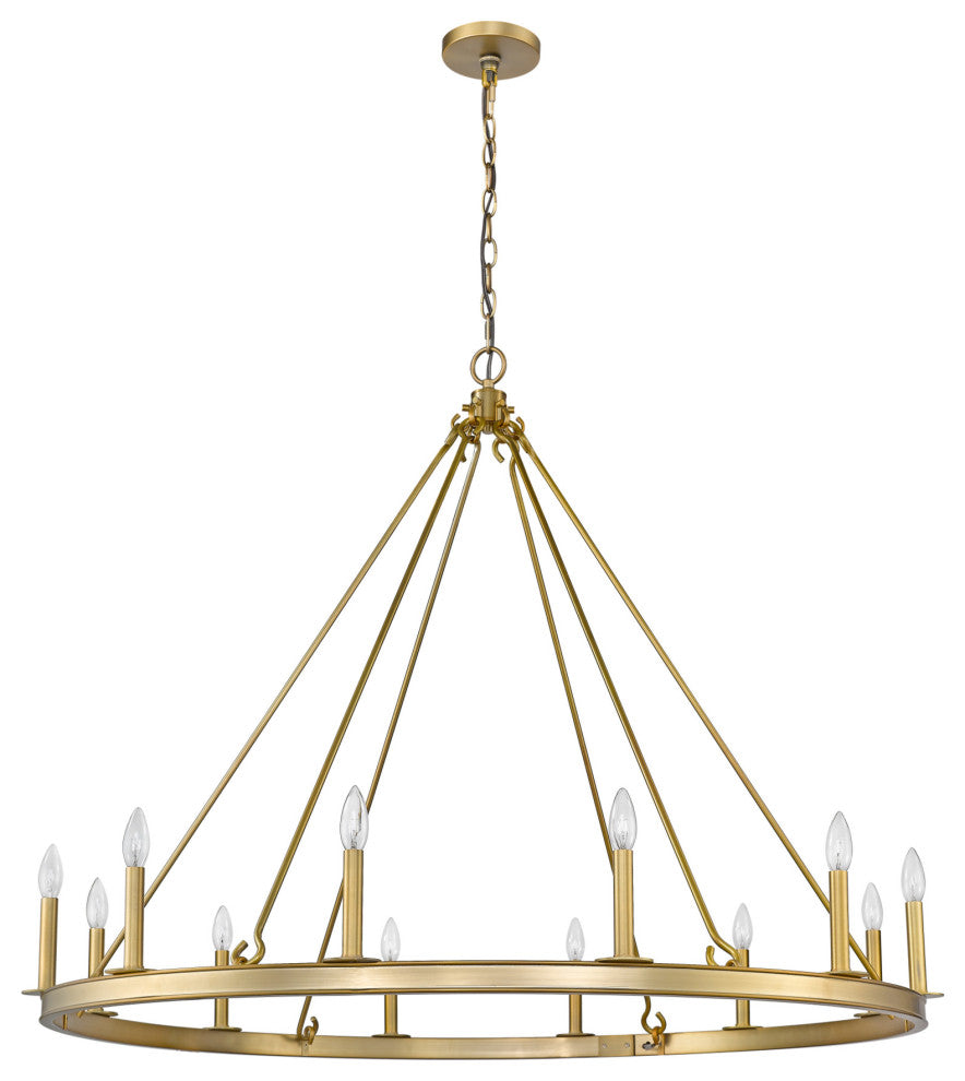 Z-Lite 482R-12 Barclay 12 Light 48"W Taper Candle Ring Chandelier - Olde Brass