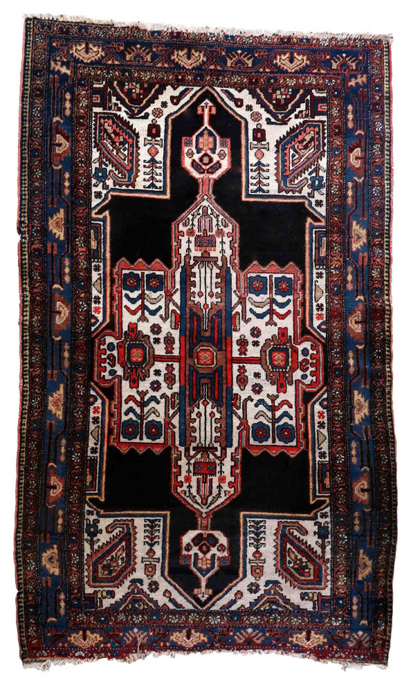 Handmade Antique Persian Malayer Rug 4'x6.5', 123cmx199cm 1920s