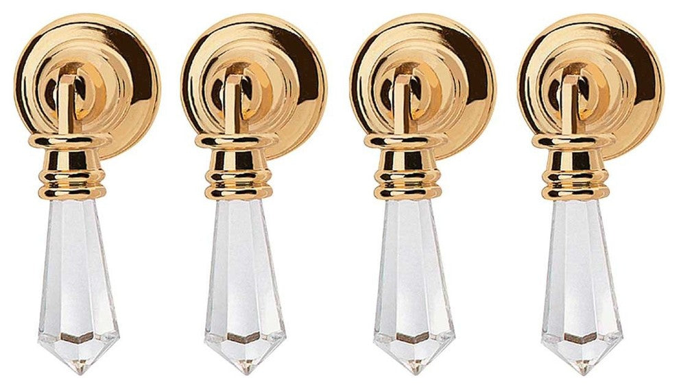 4 Cabinet Pulls Clear Acrylic Drop 3/4" D Backplate  |