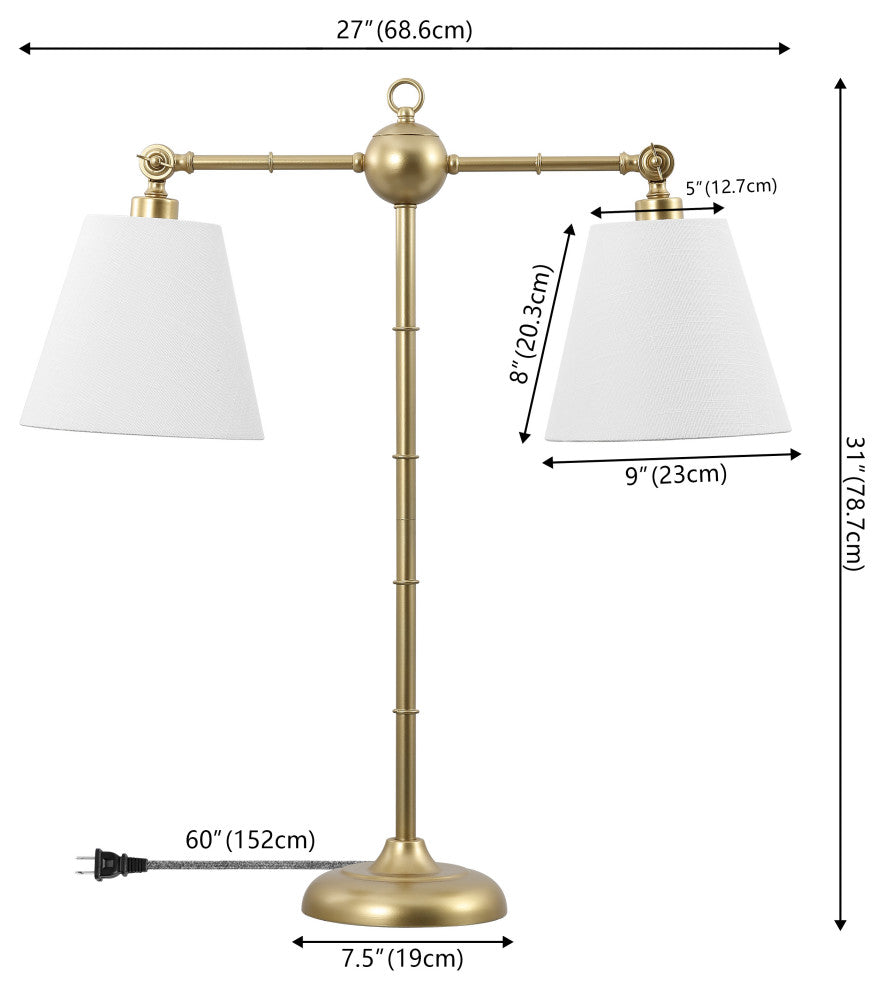 Ruth 2-Light Contemporary Farmhouse Adjustable Metal Library LED Table Lamp