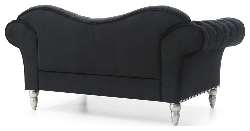 Wilshire Sweetheart Back Tufted Loveseat, Black
