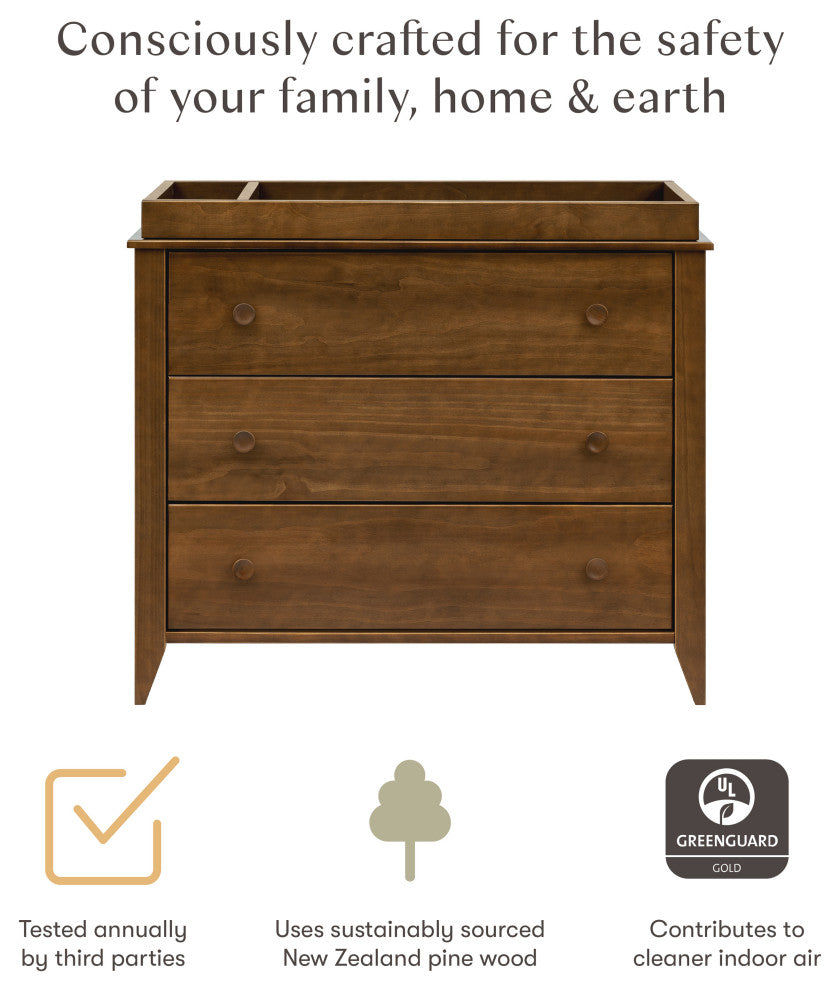 Sprout 3-Drawer Changer Dresser With Removable Changing Tray, Natural Walnut