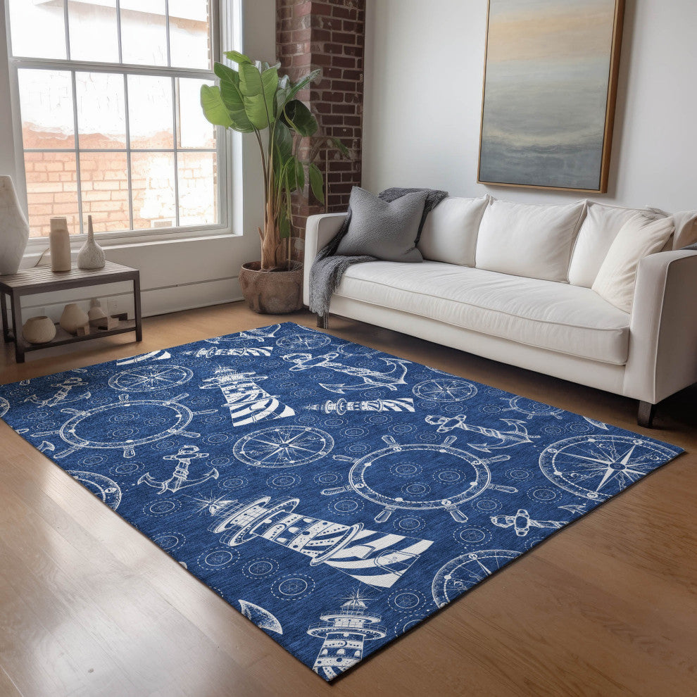 Addison Premium Washable Mayfield AMF154 Blue 2'6" x 3'10" Rug