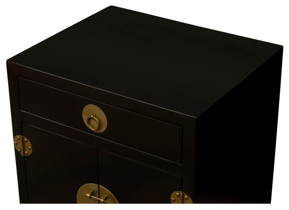 Matte Black Elmwood Chinese Ming Cabinet