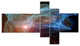 Light Blue Lights of Network, Abstract Canvas art print, 60"x32", 5 panels