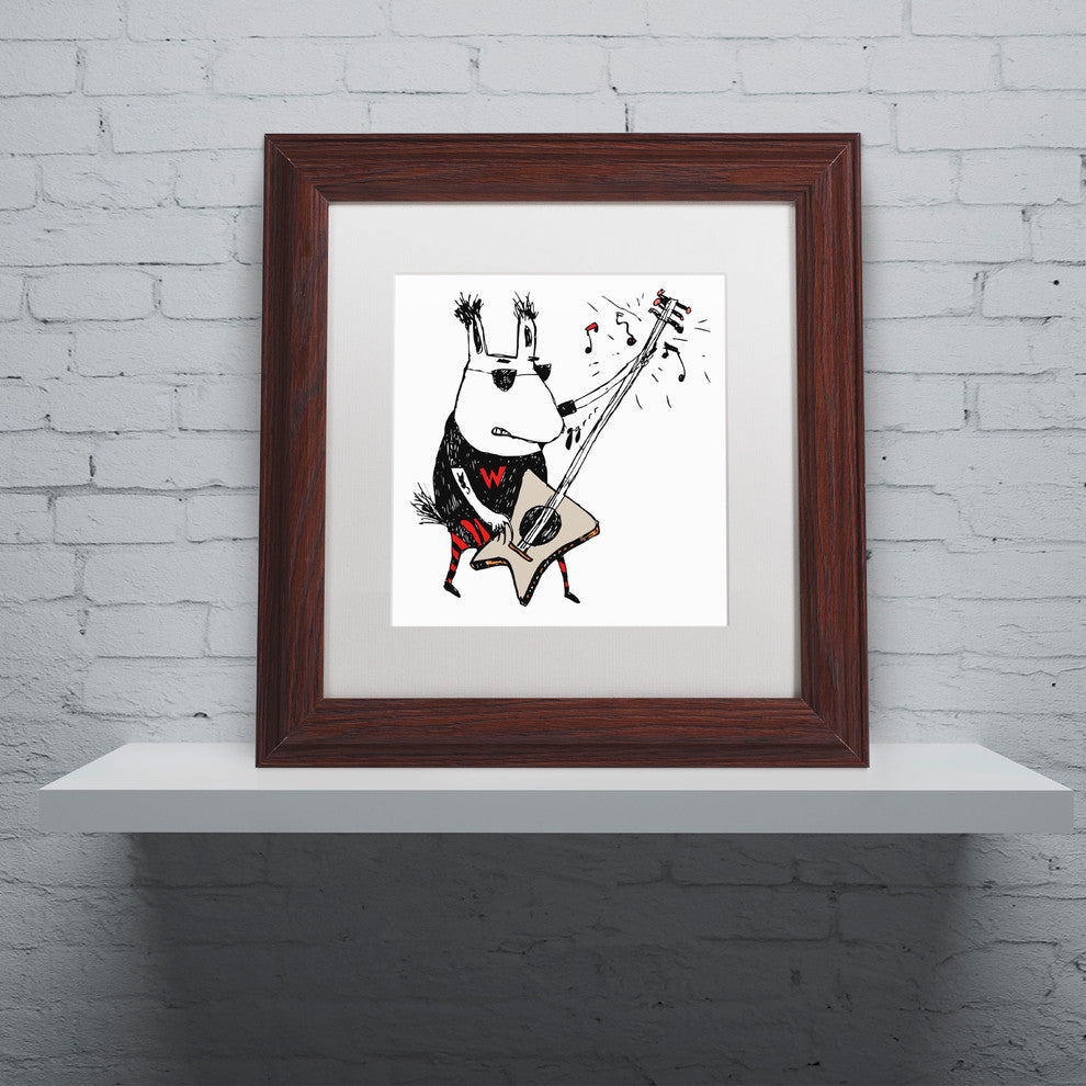 'Wild Guitar Wolf' Matted Framed Canvas Art by Carla Martell