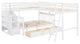 Gewnee Wood Twin over Full L-Shaped Bunk Bed With 3 Drawers in White