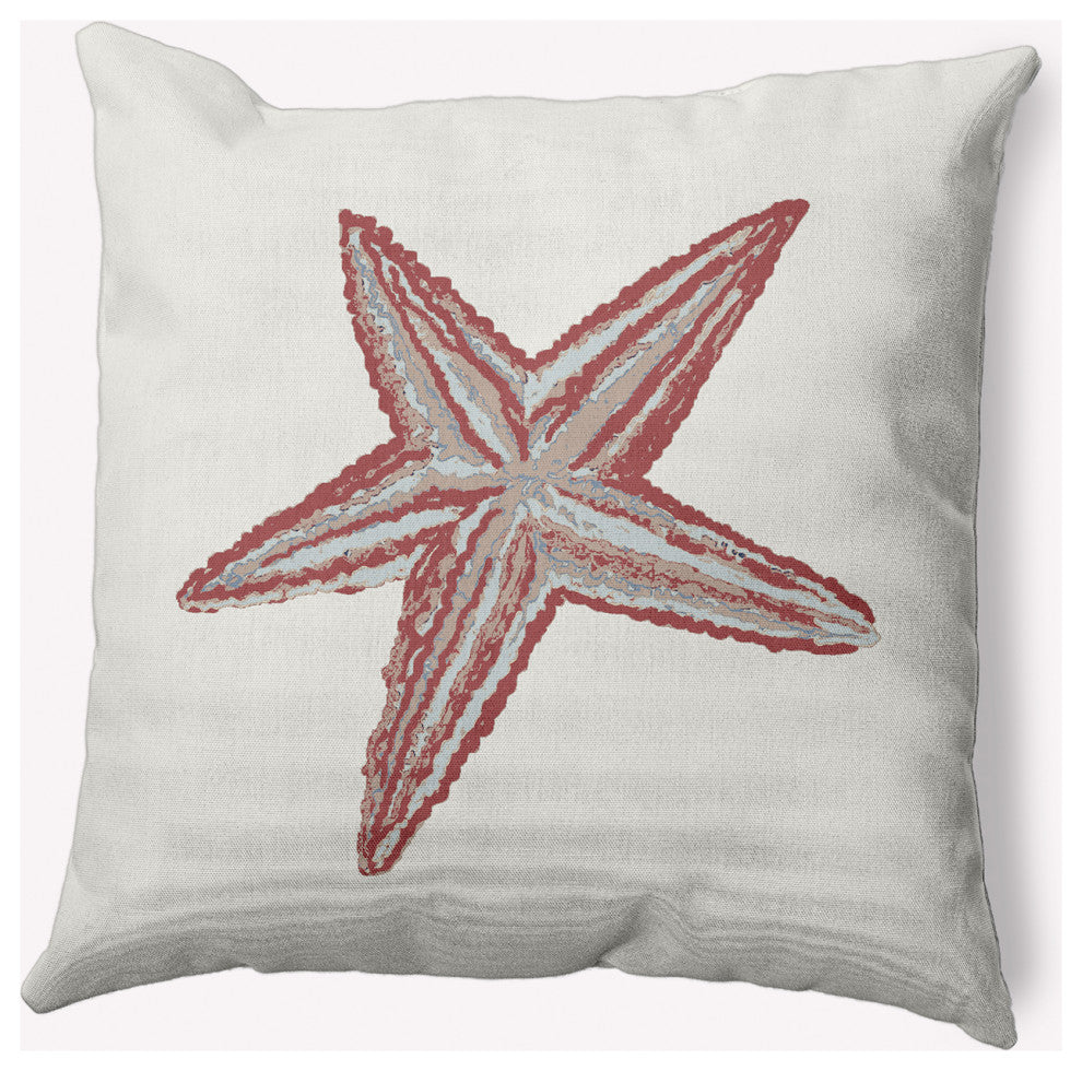 16x16" Starfish Nautical Decorative Indoor Pillow, Ligonberry Red