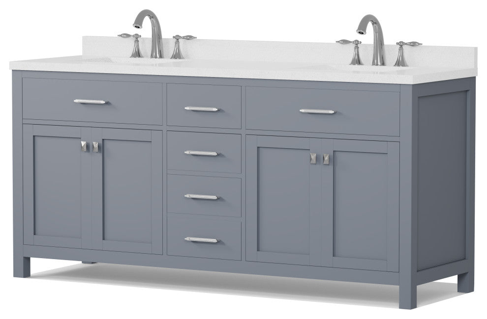 Caroline 72" Double Bathroom Vanity Set, Gray