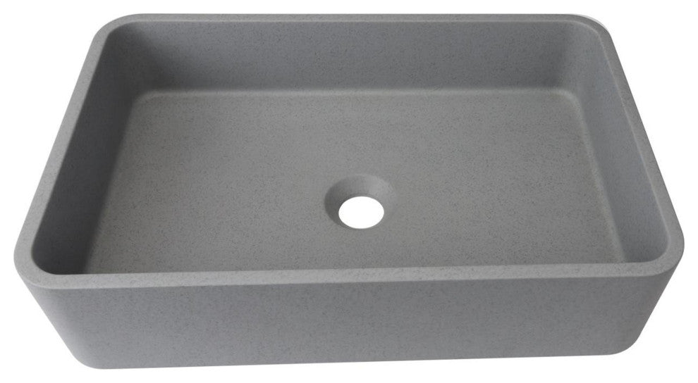 Dark Grey Rectangular Concrete Vessel Bathroom Sink