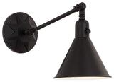 Crystorama Morgan 1-Light Sconce, Matte Black, 13"x7"