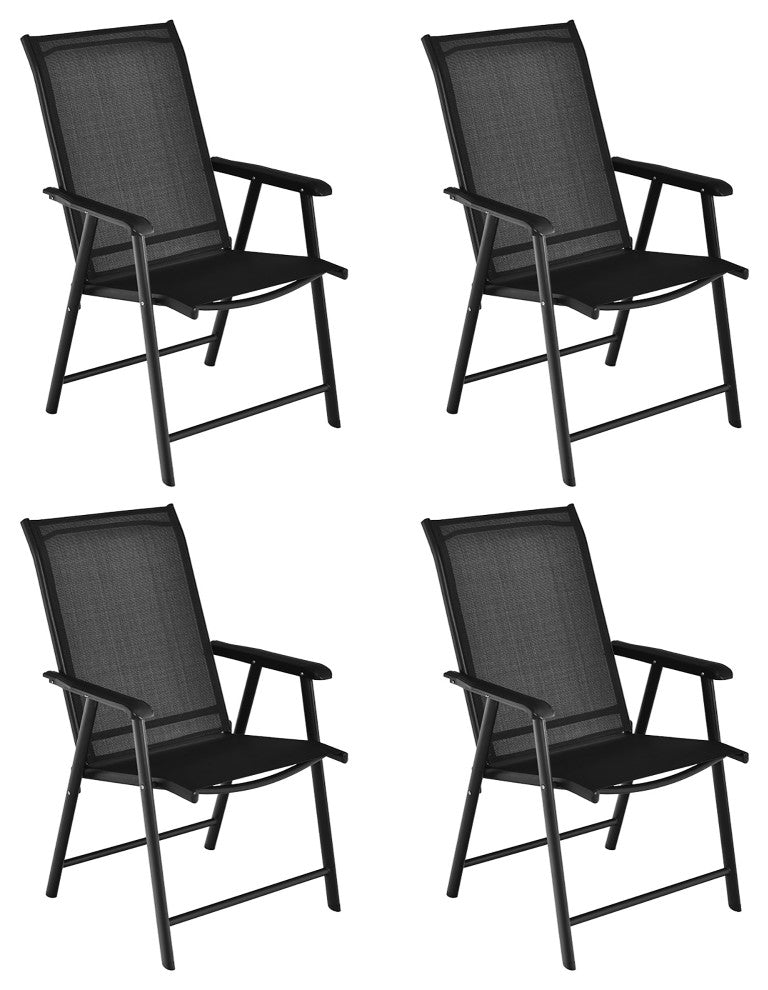 Costway 4PCS Patio Folding Dining Chairs Portable Camping Armrest Garden Black
