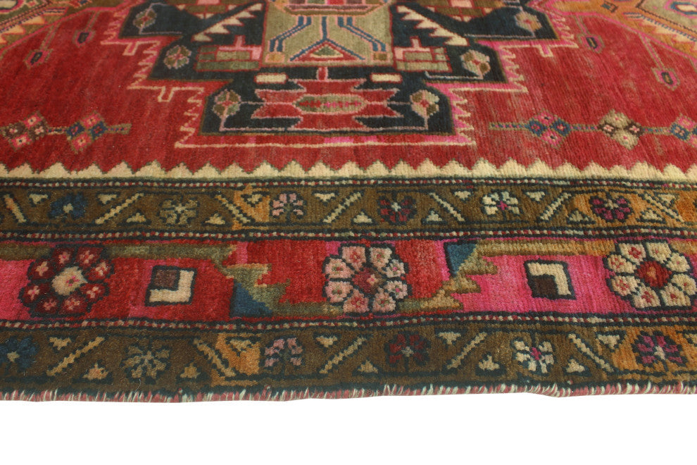 Fine Vintage Distressed Clarice Rust/Gold Runner, 3'7x11'2