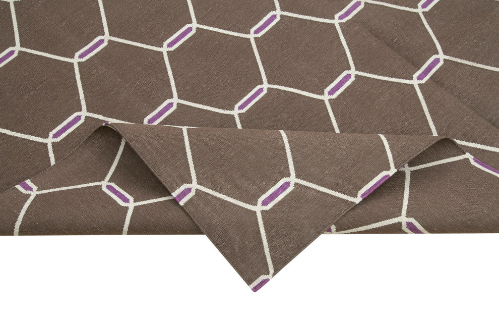 Rug N Carpet - Handmade Wool 6' 0'' x 8' 8'' Geometric Dhurrie Kilim Rug