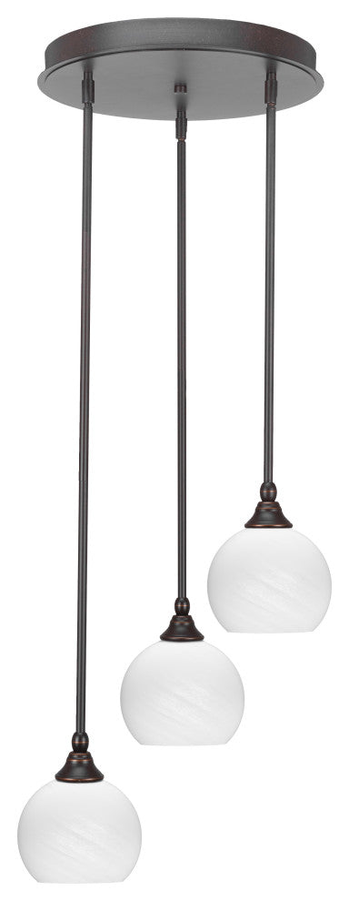 Empire 3-Light Cluster Pendalier, Dark Granite/White Marble