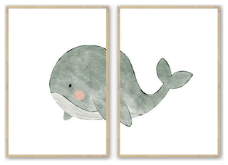 Raw Maple 12" x 16" Whale, Set of 2