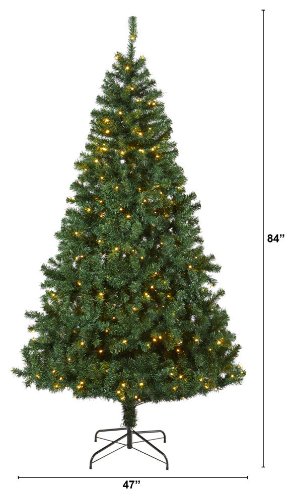 7' Northern Tip Pine Artificial Christmas Tree With 350 Clear LED Lights