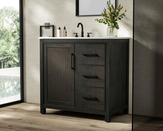 Home Living 36" Single Bathroom Vanity, Chocolate Oak