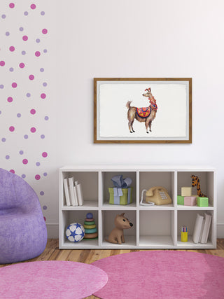 "Trendy Llama" Framed Painting Print, 18"x12"