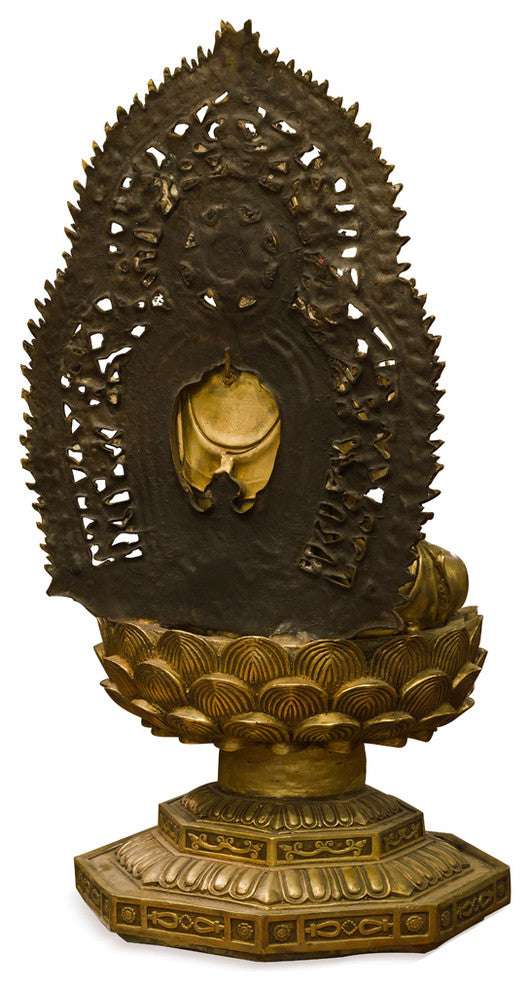 Bronze Guanyin Asian Statue with Willow Branch