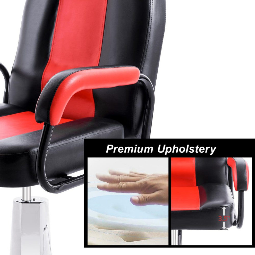 Deluxe Reclining Barber Chair With Heavy-Duty Pump