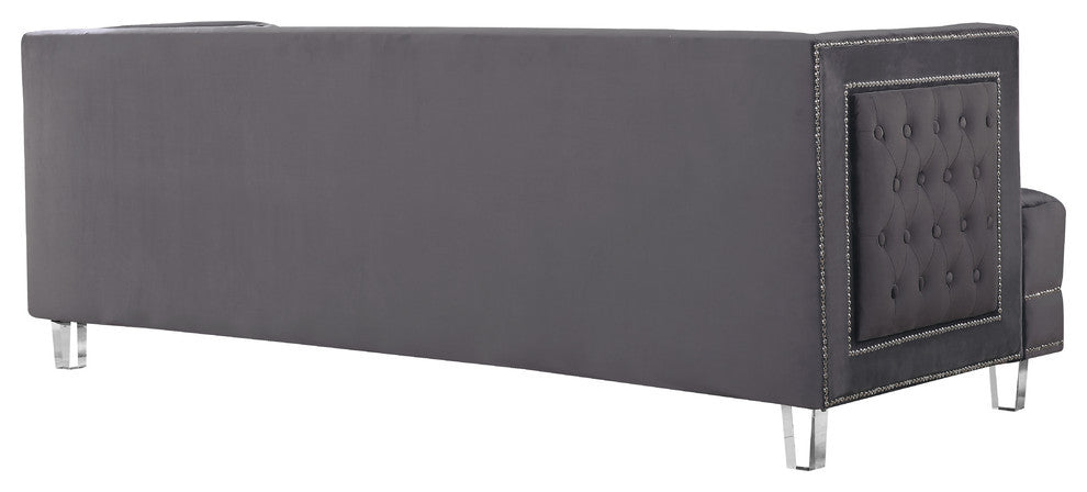 Lucas Velvet Upholstered Sofa, Gray