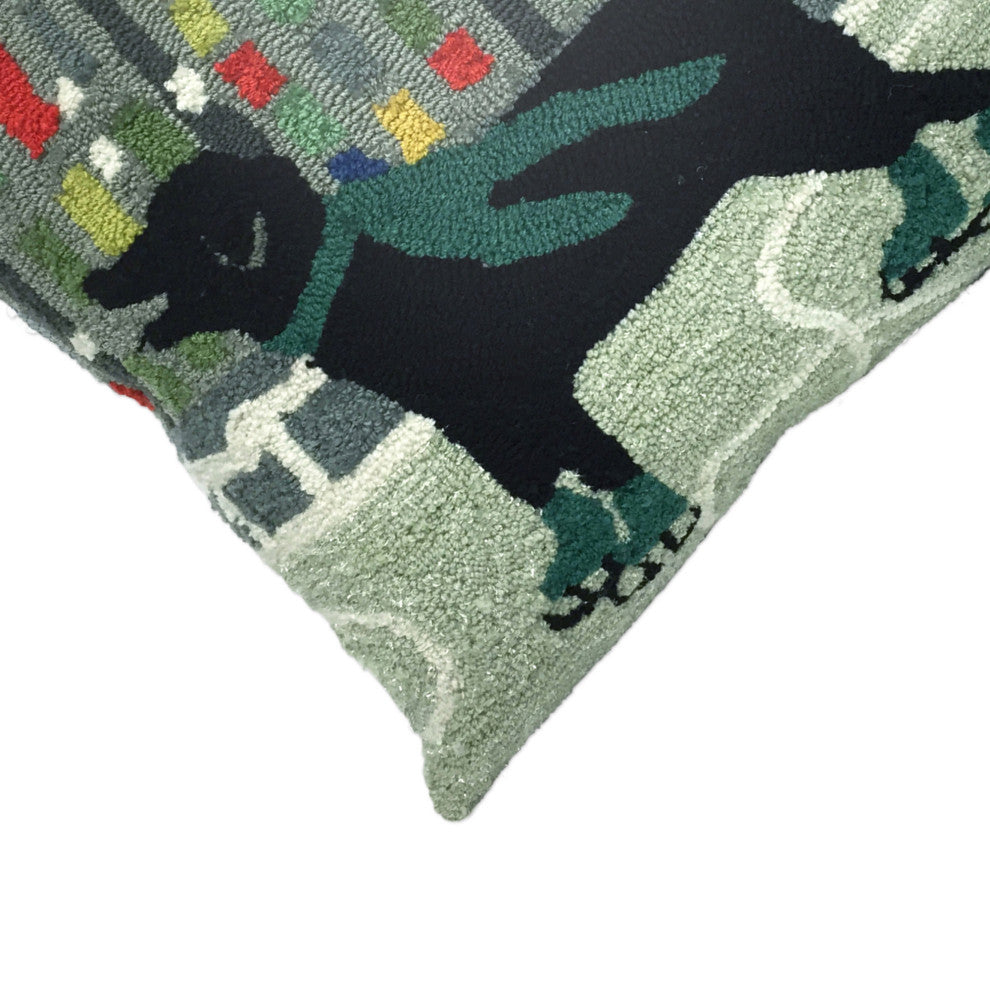 Frontporch Holiday Ice Dog Pillow, 18" Square, Green