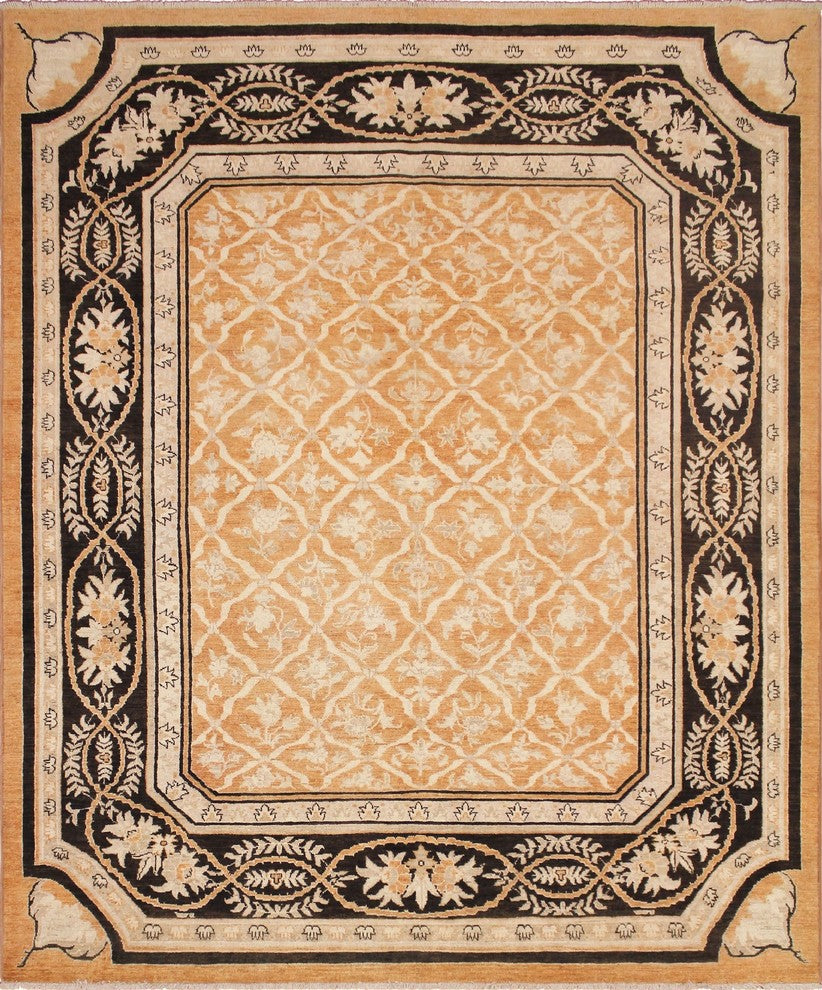 Peshawar Golnar Rust/Black Rug, 8'2x9'9