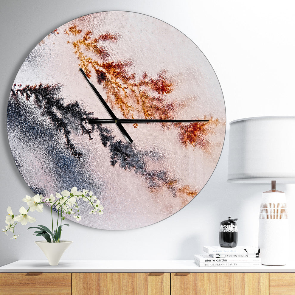 Moss Agate and Dendrite Crystals Macro Large Metal Wall Clock, 23"x23"