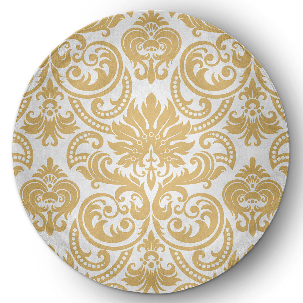 Alexys French Country Chenille Area Rug, Gold, 5'' Round